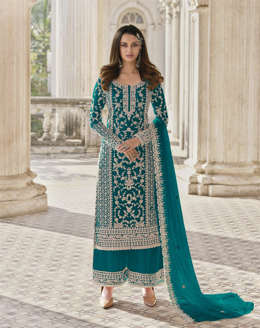 Heavy Butterfly Net With Embroidery Work Party Wear Salwar Kameez