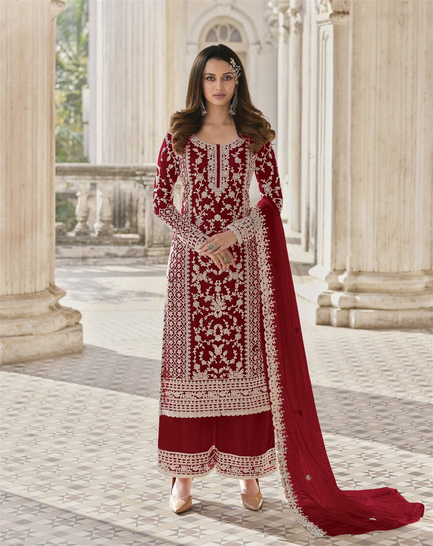 Heavy Butterfly Net With Embroidery Work Party Wear Salwar Kameez