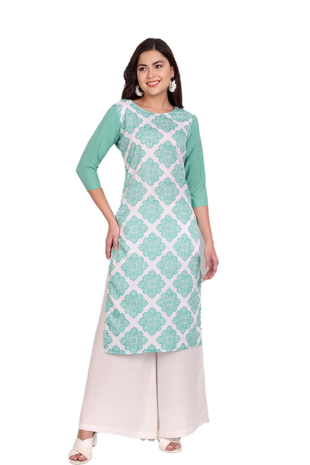 Women's Rama Colour Printed Crepe Straight Kurti