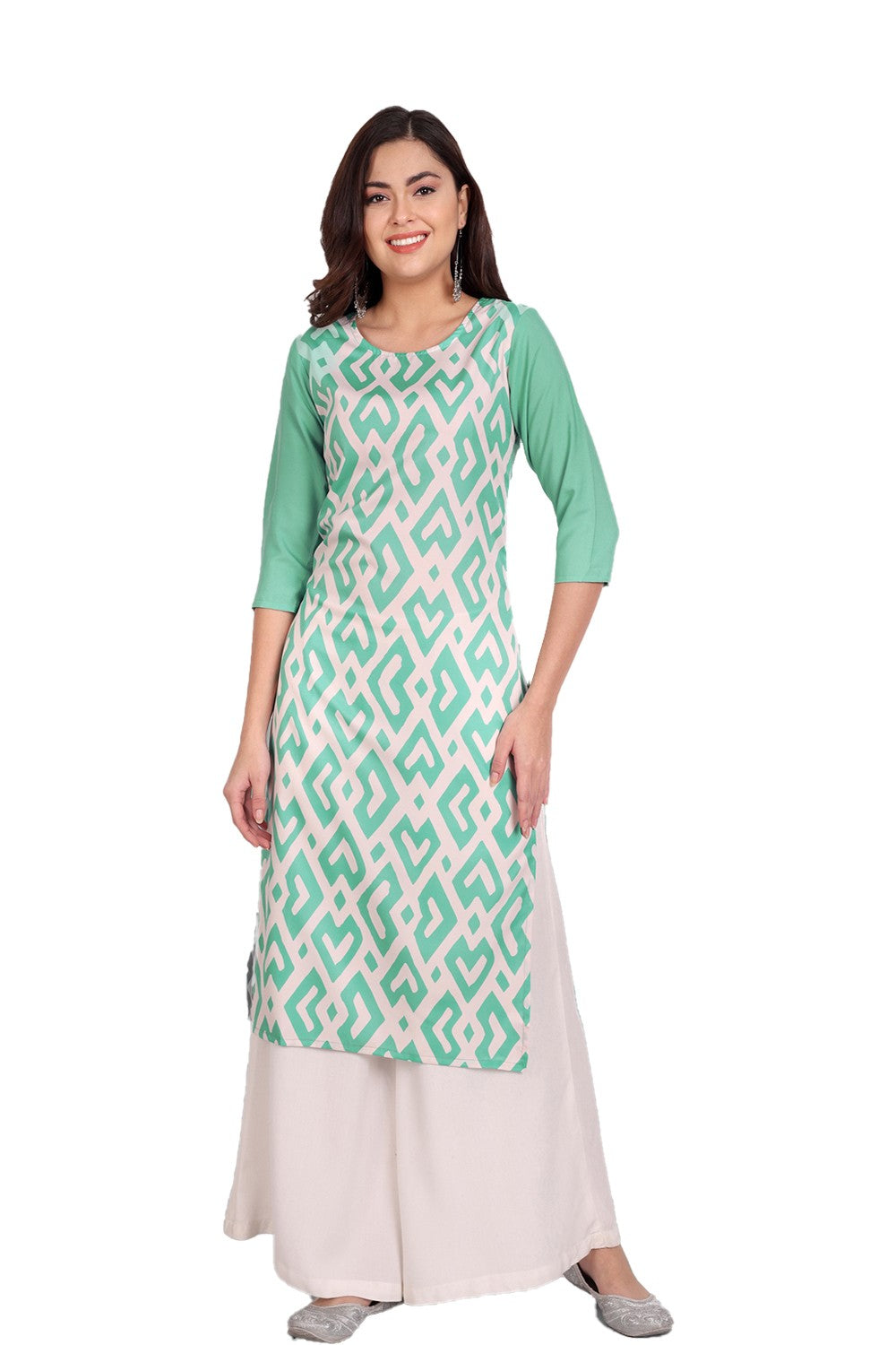 Women's Rama Colour Printed Crepe Straight Kurti