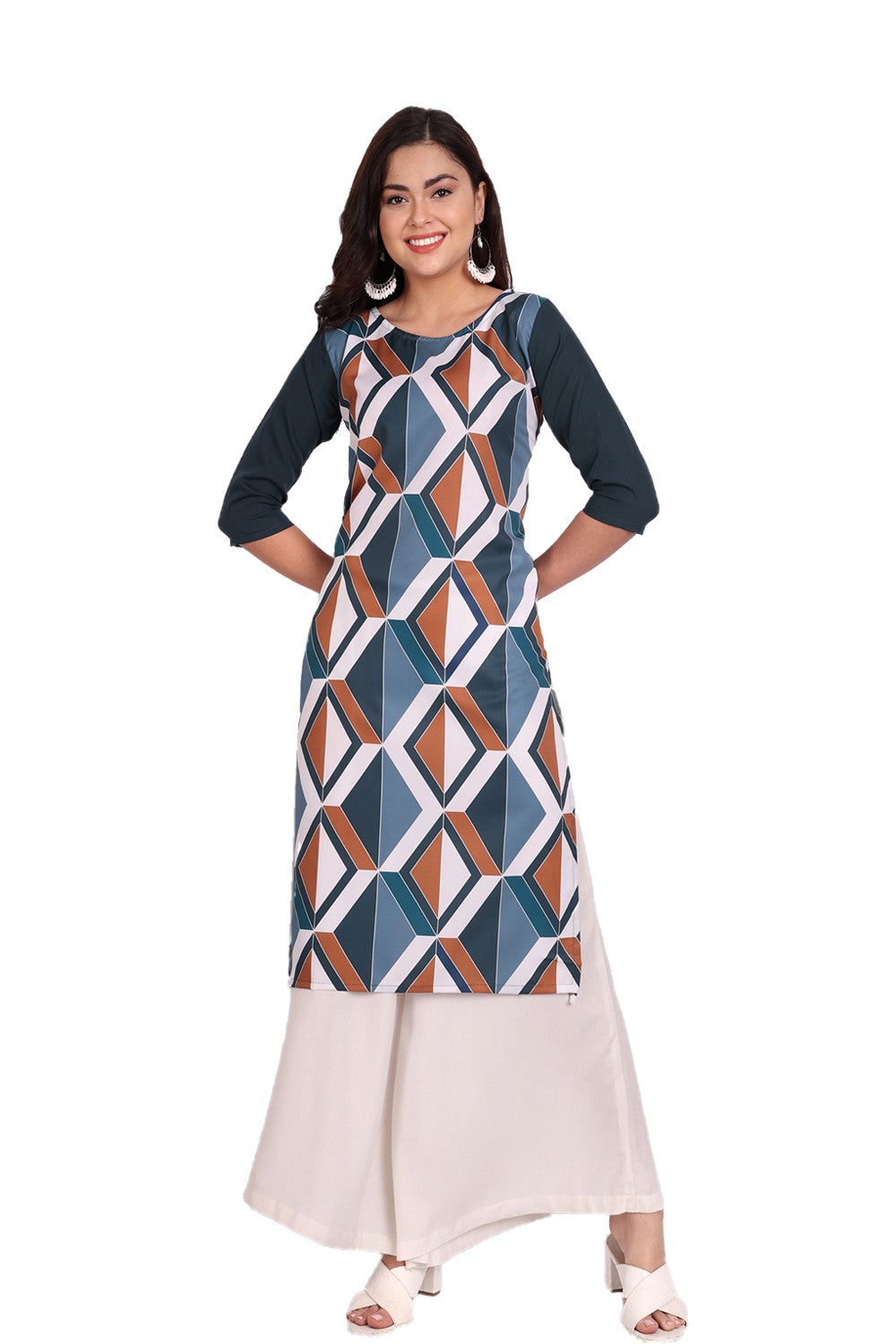 Women's Grey Colour Printed Crepe Straight Kurti