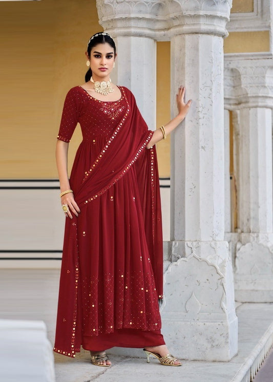 Georgette Party Wear Salwar Kameez with Thread and Embroidered Squence work