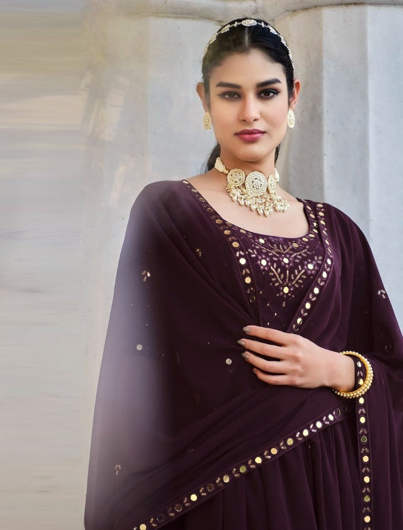 Georgette Party Wear Salwar Kameez with Thread and Embroidered Squence work