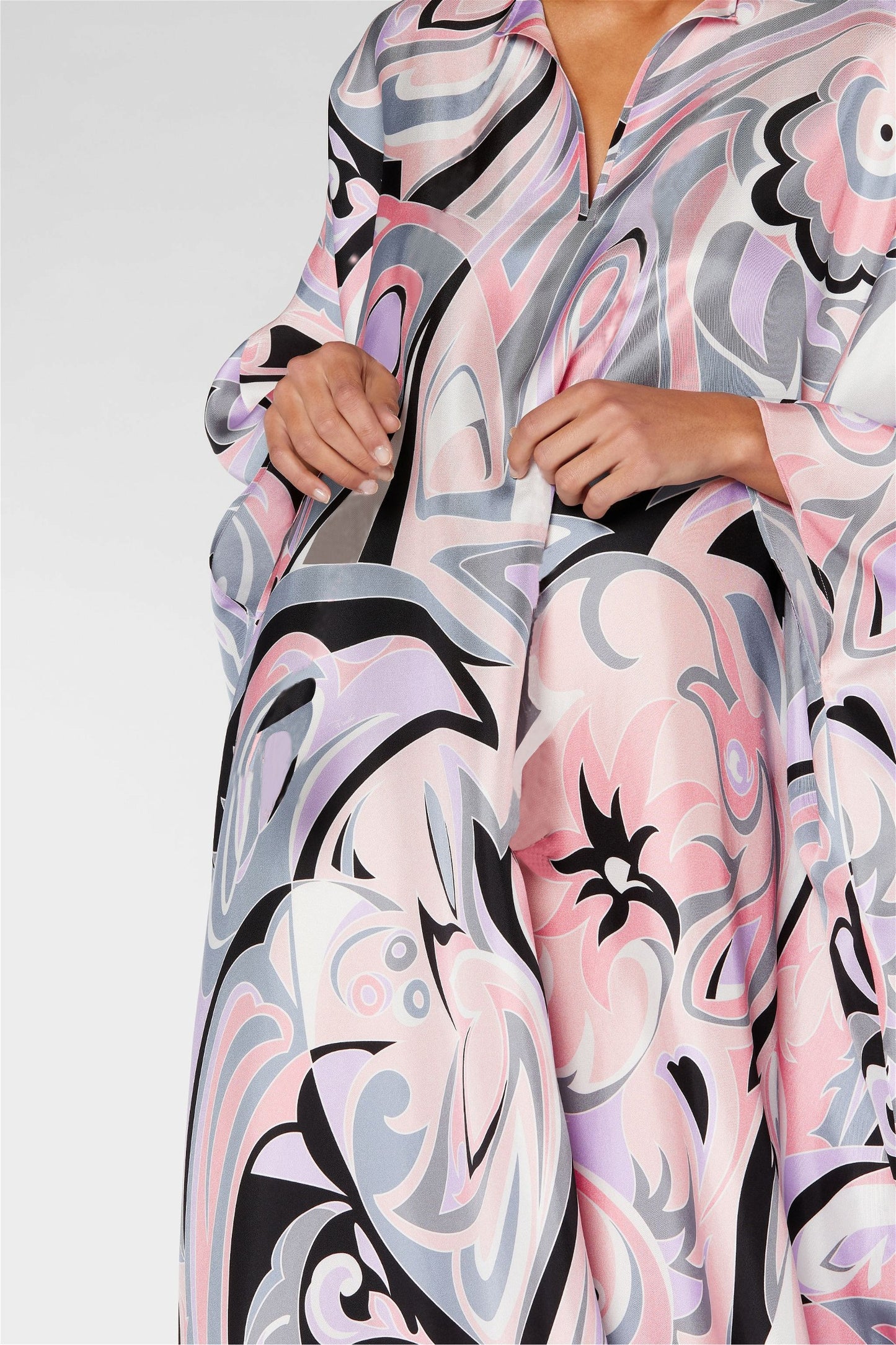 Pink Colour Printed Satin Silk Party Wear Kaftan