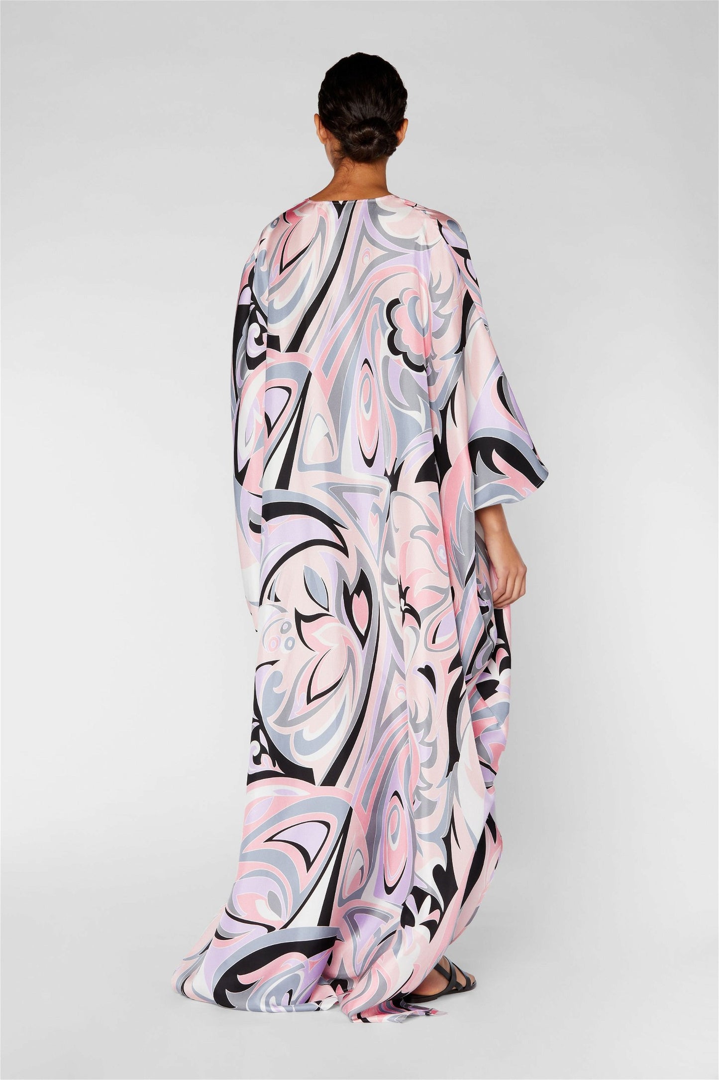 Pink Colour Printed Satin Silk Party Wear Kaftan