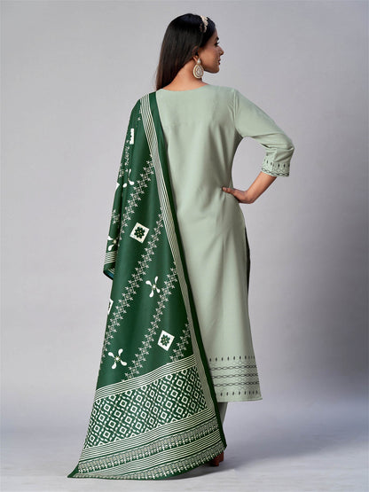 Green Colour Cotton With Jacquard Latest Party Wear Readymade Salwar Suits