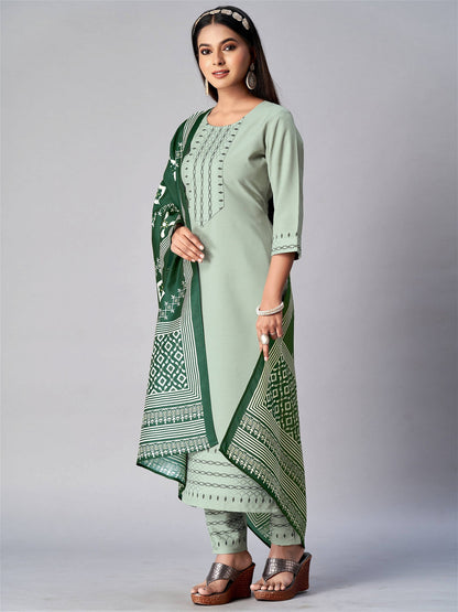 Green Colour Cotton With Jacquard Latest Party Wear Readymade Salwar Suits