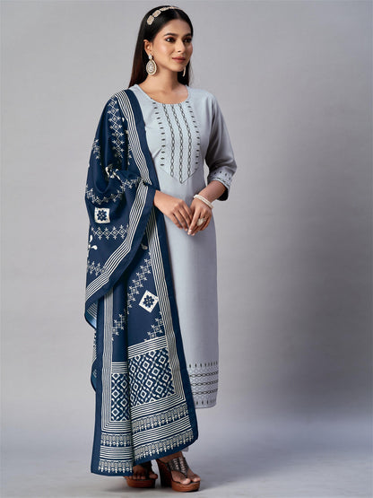 Blue Colour Cotton With Jacquard Latest Party Wear Readymade Salwar Suits