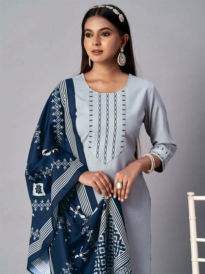 Blue Colour Cotton With Jacquard Latest Party Wear Readymade Salwar Suits