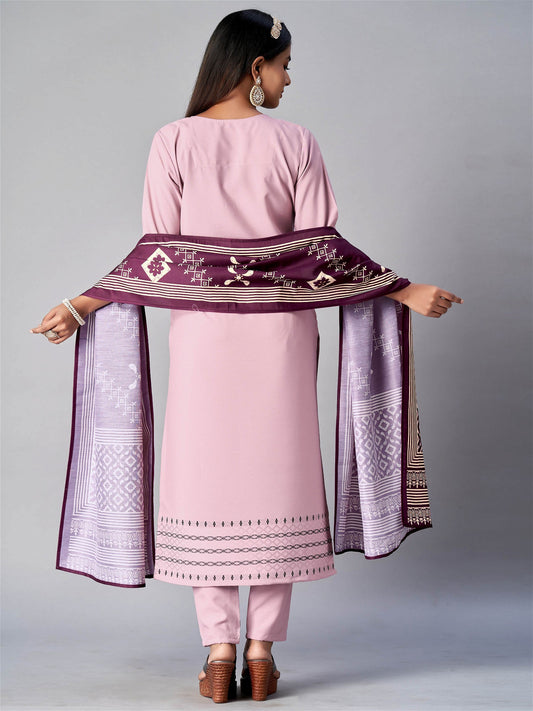 Pink Colour Cotton With Jacquard Latest Party Wear Readymade Salwar Suits