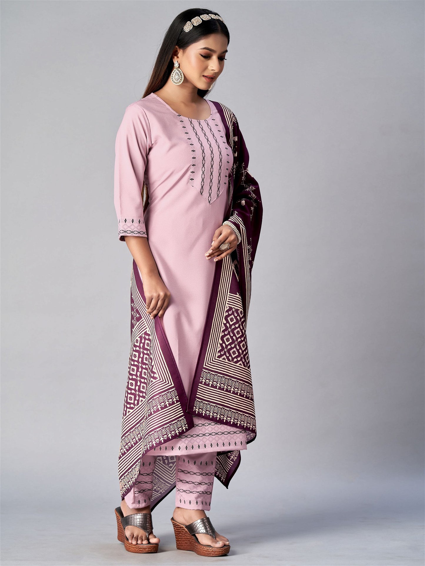 Pink Colour Cotton With Jacquard Latest Party Wear Readymade Salwar Suits