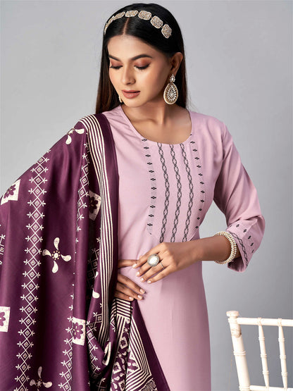 Pink Colour Cotton With Jacquard Latest Party Wear Readymade Salwar Suits