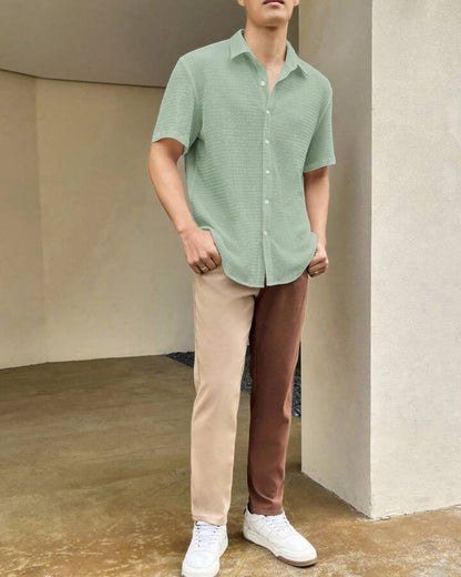 Light Green Colour Men's Casual Wear Cotton Structured Shirt