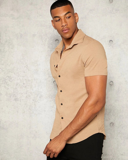 Chiku Colour Imported Casual Wear Short Sleeve Shirt For Men's