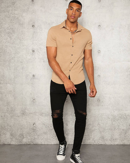 Chiku Colour Imported Casual Wear Short Sleeve Shirt For Men's