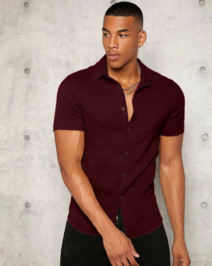 Maroon Colour Imported Casual Wear Short Sleeve Shirt For Men's