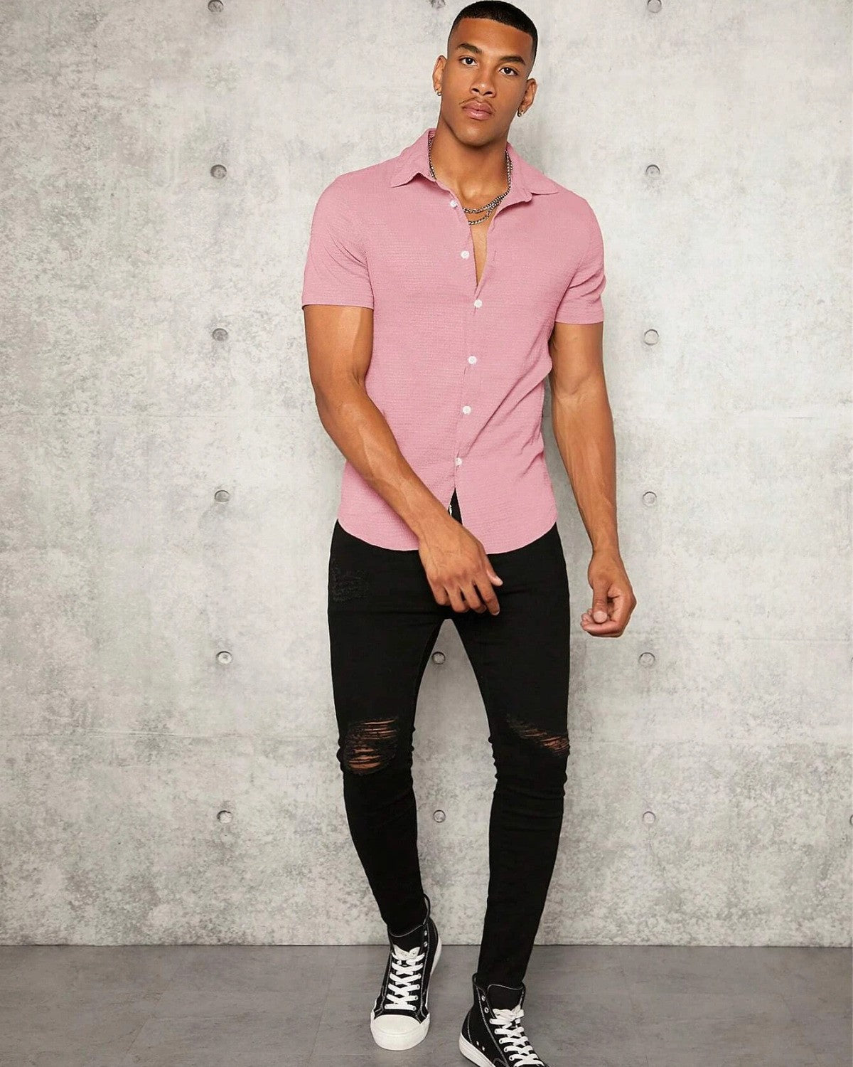 Pink Colour Imported Casual Wear Short Sleeve Shirt For Men's