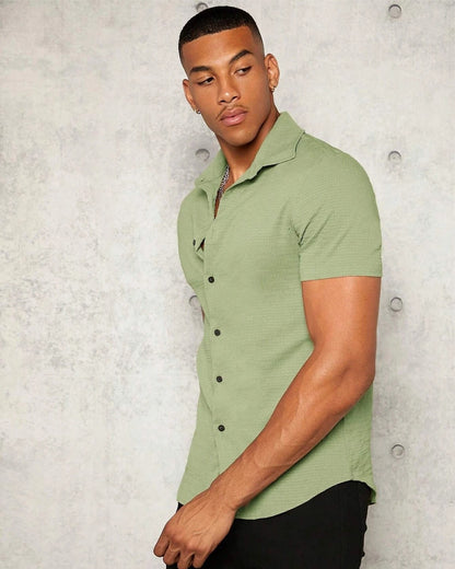 Pista Colour Imported Casual Wear Short Sleeve Shirt For Men's