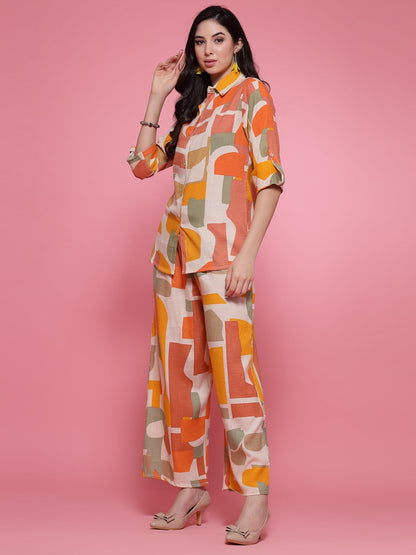 Abstract Top And Trouser Co-Ord Set