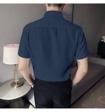 Navy Blue  Colour Men's Casual Wear Short Sleeve Shirt