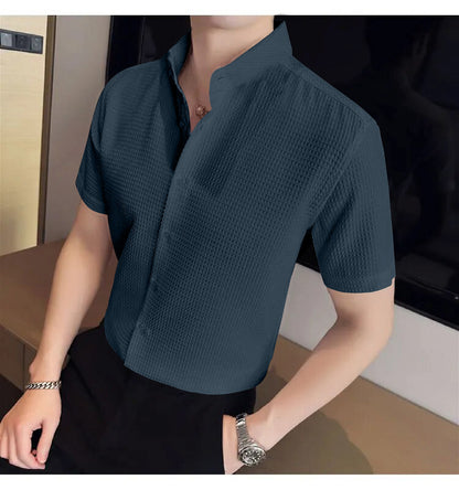 Teal Blue  Colour Men's Casual Wear Short Sleeve Shirt