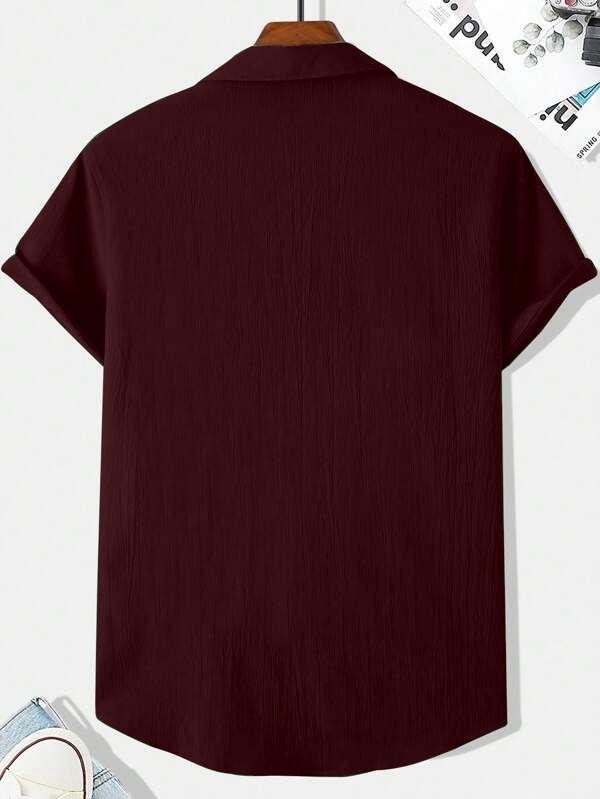 Dark Maroon Structured Half Sleeve Shirt