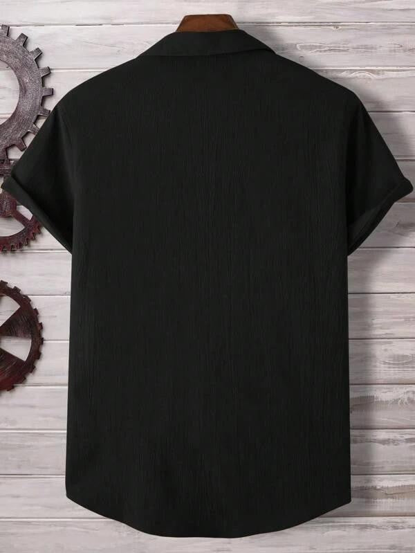 Black Structured Half Sleeve Shirt