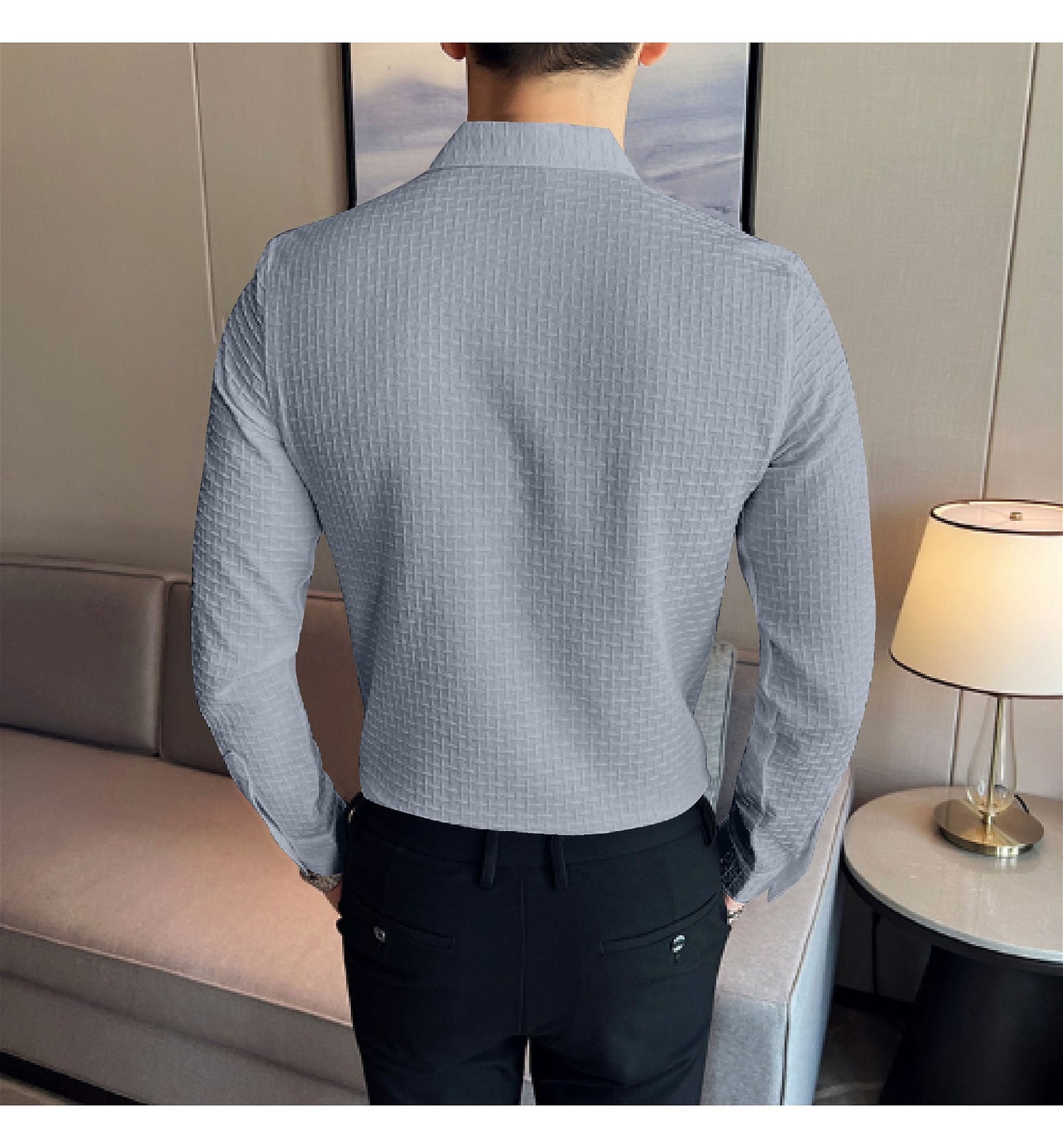 Sky Checks Structured Premium Shirt